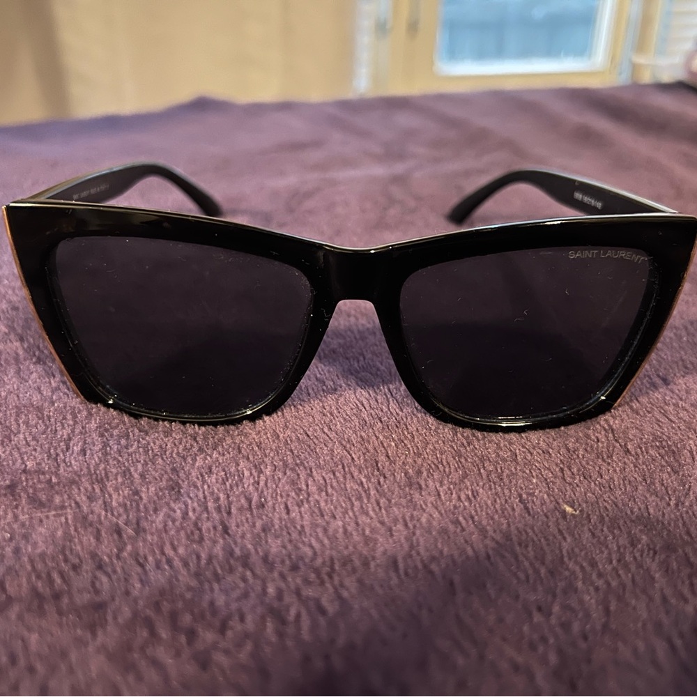 Saint Laurent Glossy Black Square Sunglasses